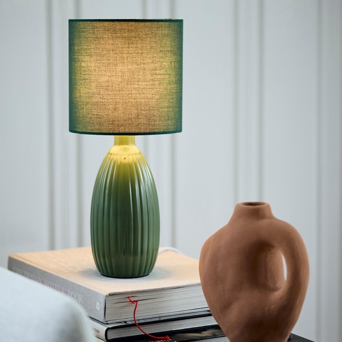 Zielona lampka na parapet ceramiczna Uno 37cm
